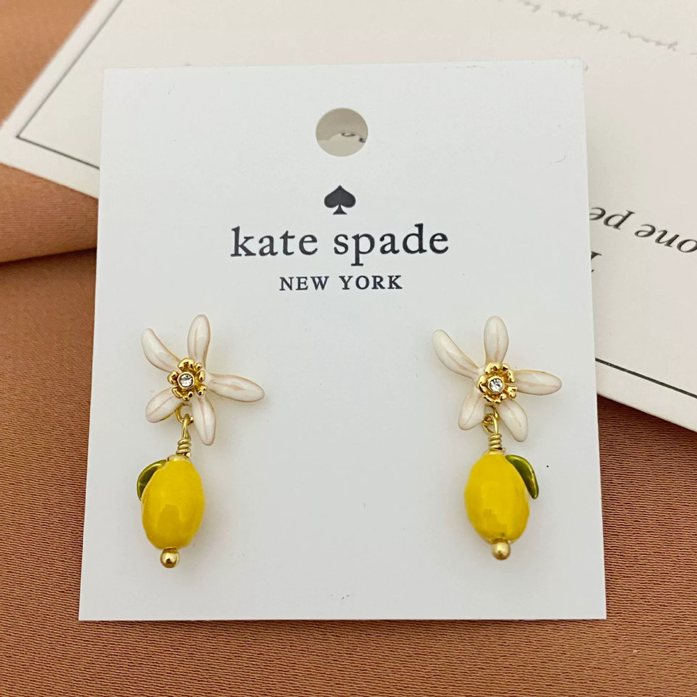 Kate SPADE Enamel Flower Lemon Shape Earrings Metal
